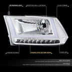 Chrome U-LED DRL Sequential Turn Signal Headlights for RAM 1500 (2009–2024)