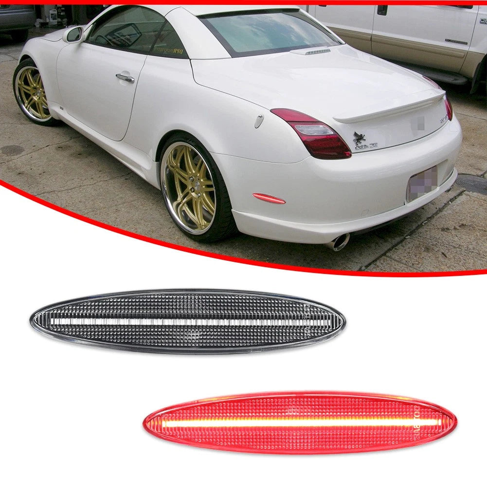 2X Clear Red LED Bumper Side Marker Lights for Lexus SC430 (2002–2010)