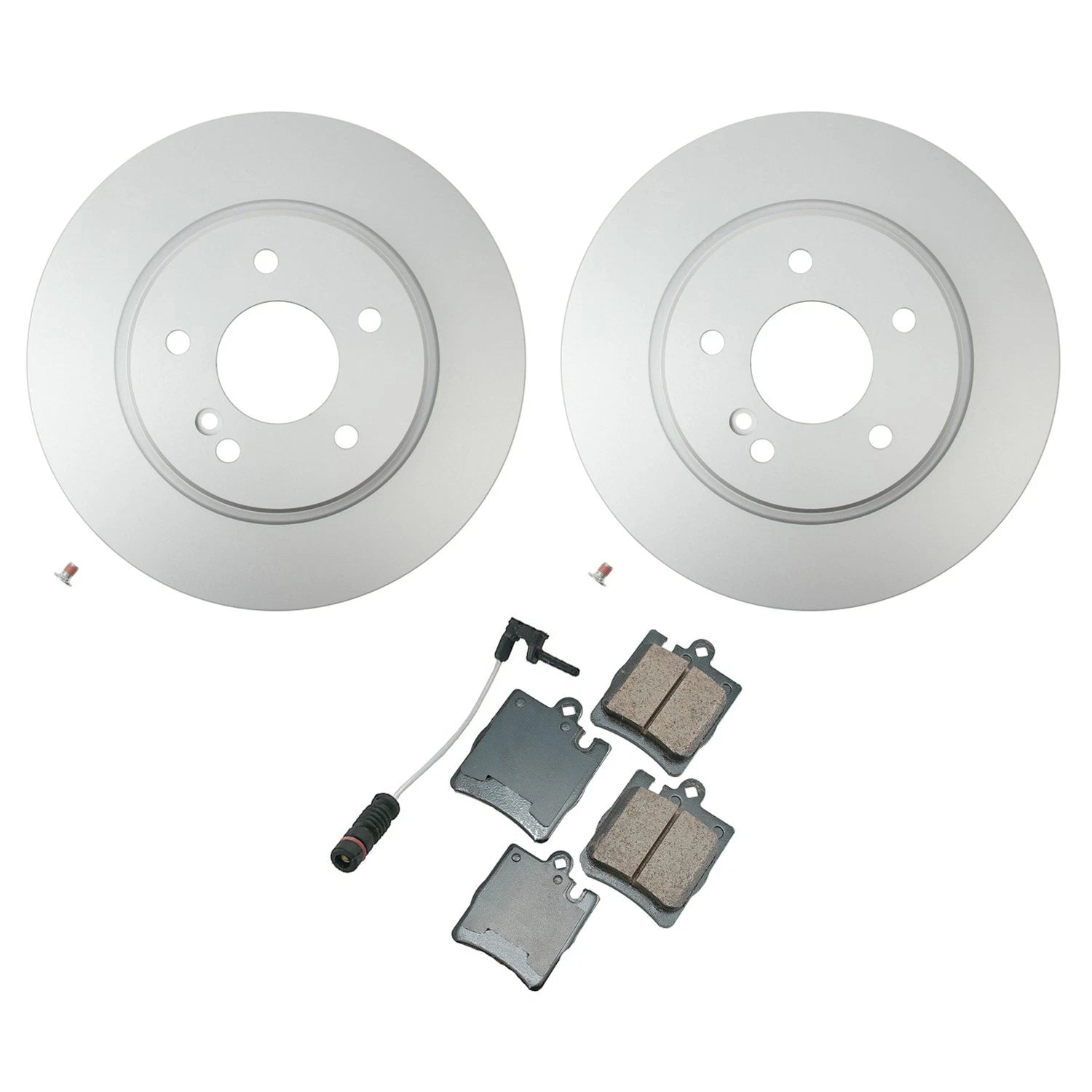 Hella Rear Rotors & Akebono Euro Ceramic Brake Pads for Benz E55 AMG (2000–2002)