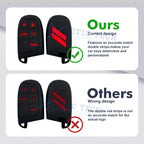 Silicone Remote Key Fob Shell Cover with Keychain for Jeep (2014-2017)