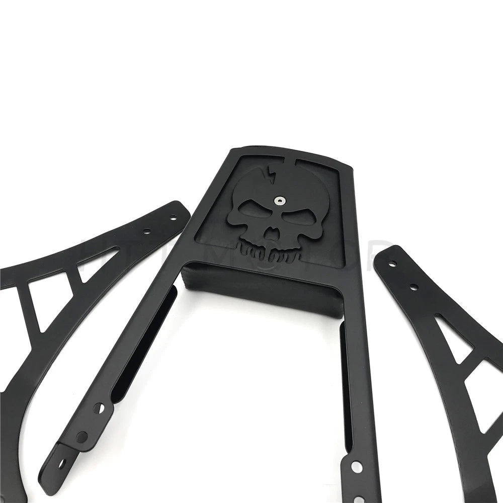 Black Backrest Sissy Bar with Leather Pad for Harley Sportster 883 1200 (2004–2023)
