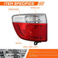 Chrome Housing Outer Tail Light Brake Lamp for Dodge Durango (2011–2013)