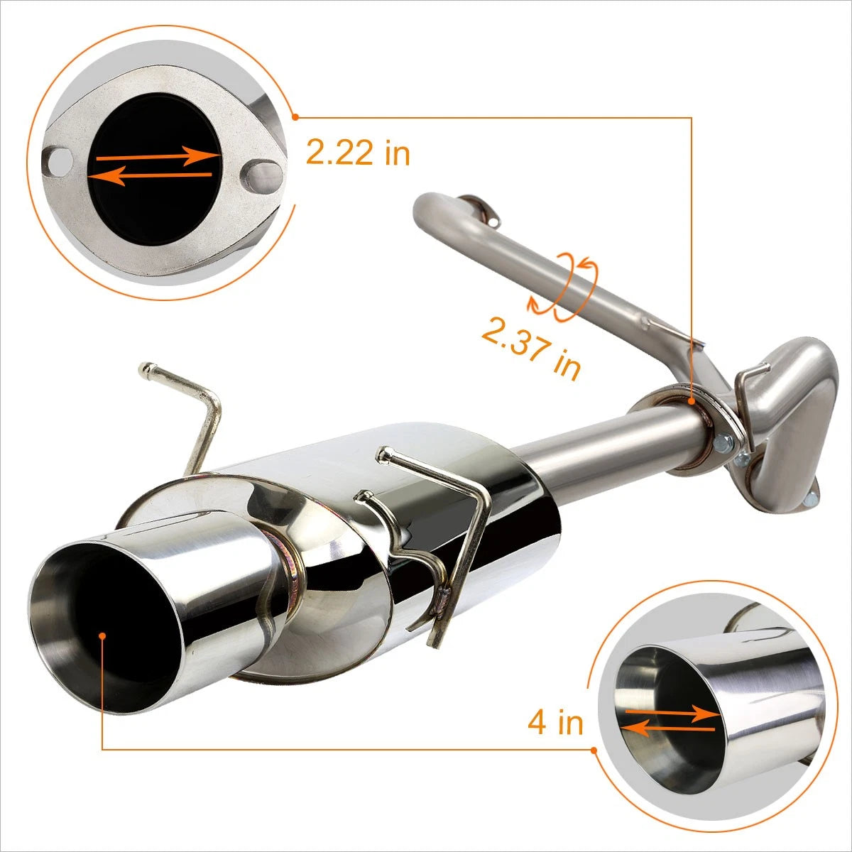 4" Rolled Oval Muffler Tip for Chevy Cobalt 2.2 (2005–2010)