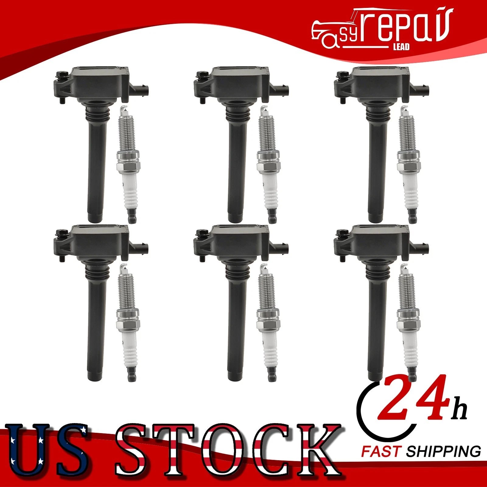 Set of 6 Ignition Coils + Spark Plugs for Ram 1500 ProMaster 2500 C/V (2014–2023)