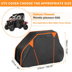 Waterproof UTV Cover for Honda Pioneer 500 (2016–2023) 210D PU Black