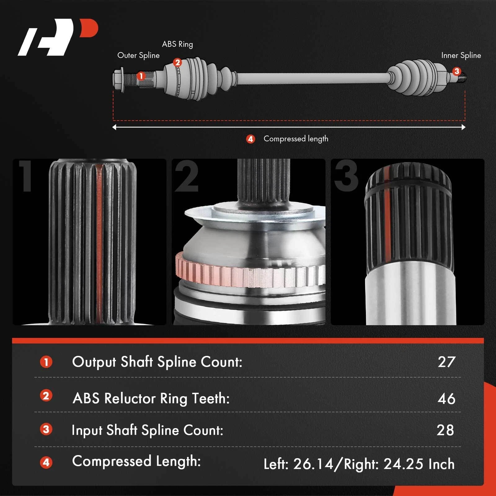 Pair Front Side CV Axle Assembly for Kia Forte5 Forte Koup (2014-2016)