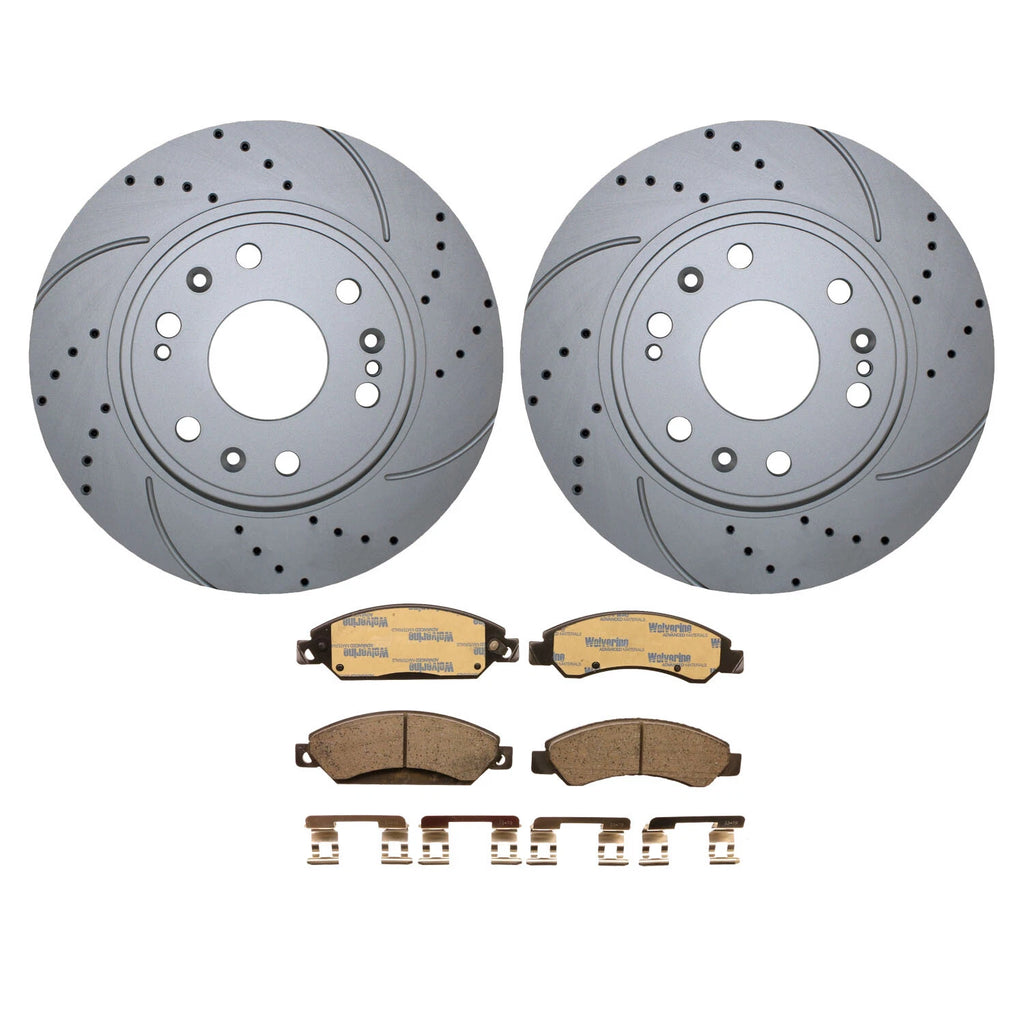 Front Brake Kit 330mm Drilled Disc Rotors & TRW Ceramic Pads for Chevy Cadillac GMC