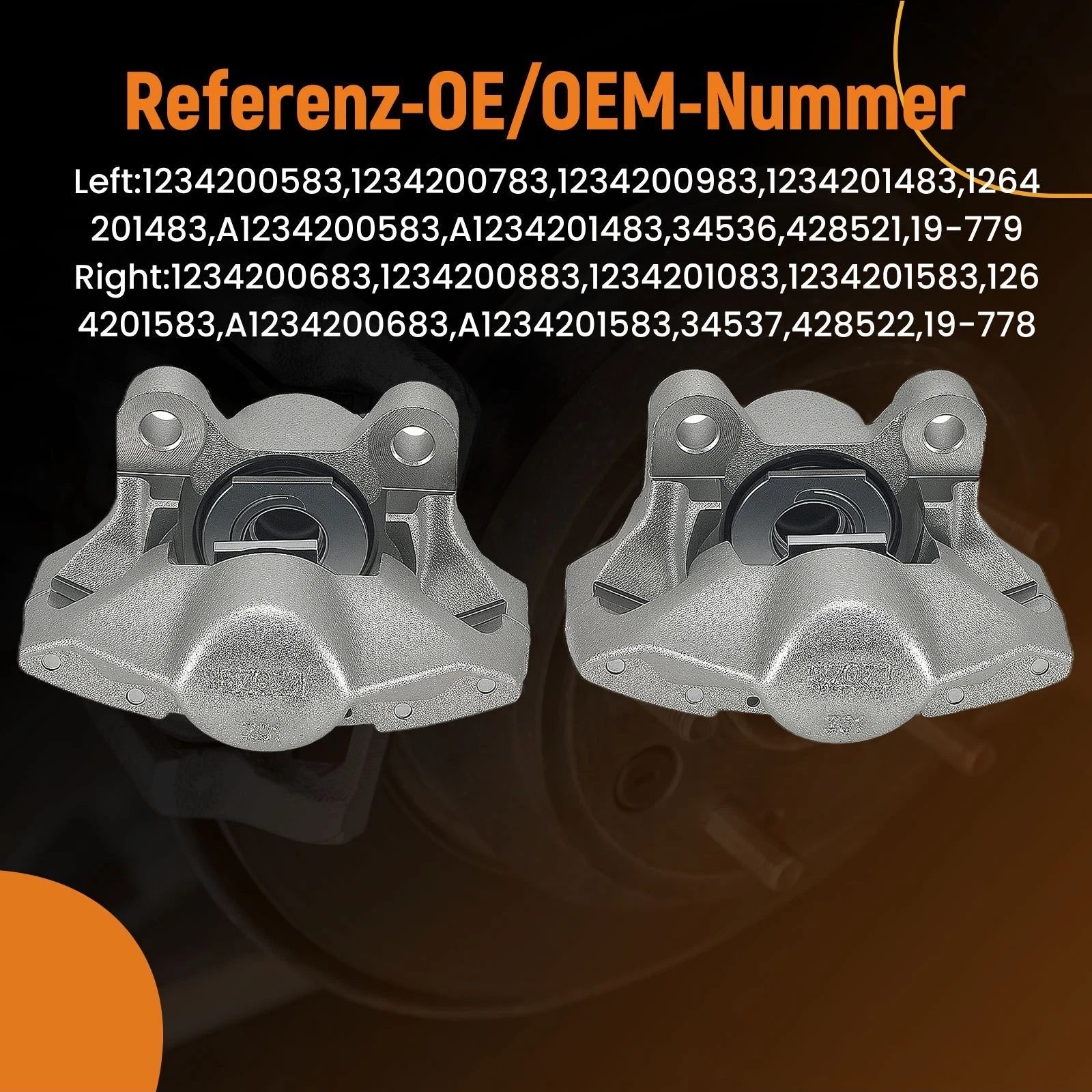 Brake Caliper Set for Mercedes-Benz 280/300D (1973–1985) 2 Piston