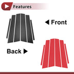 6 Pcs Car Door Pillar Window Trim for Honda City (2008–2014) Black Carbon Fiber