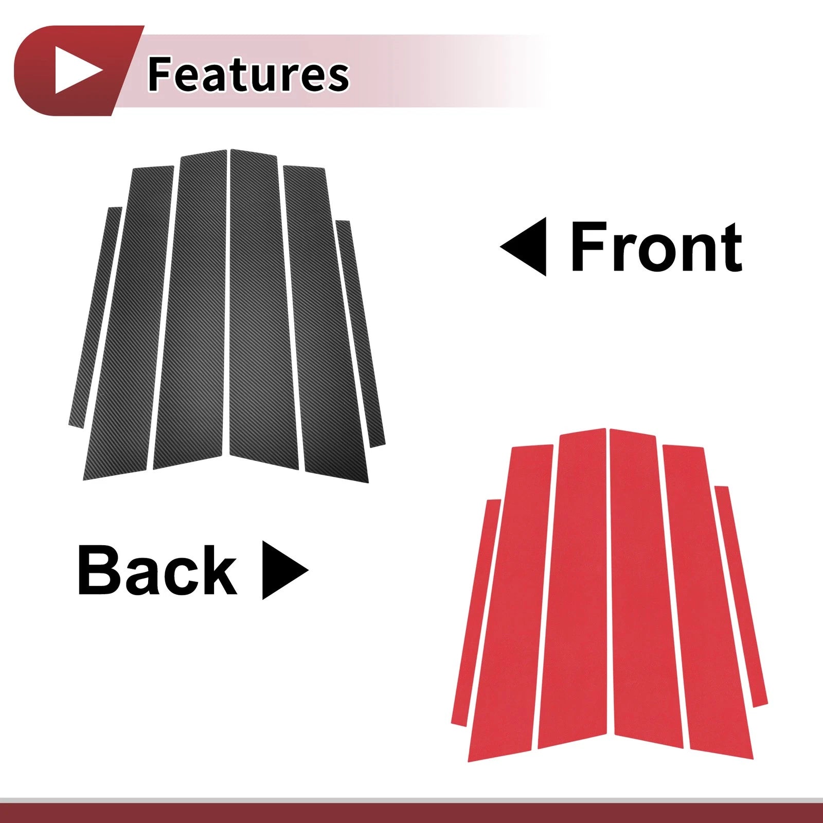 6 Pcs Car Door Pillar Window Trim for Honda City (2008–2014) Black Carbon Fiber