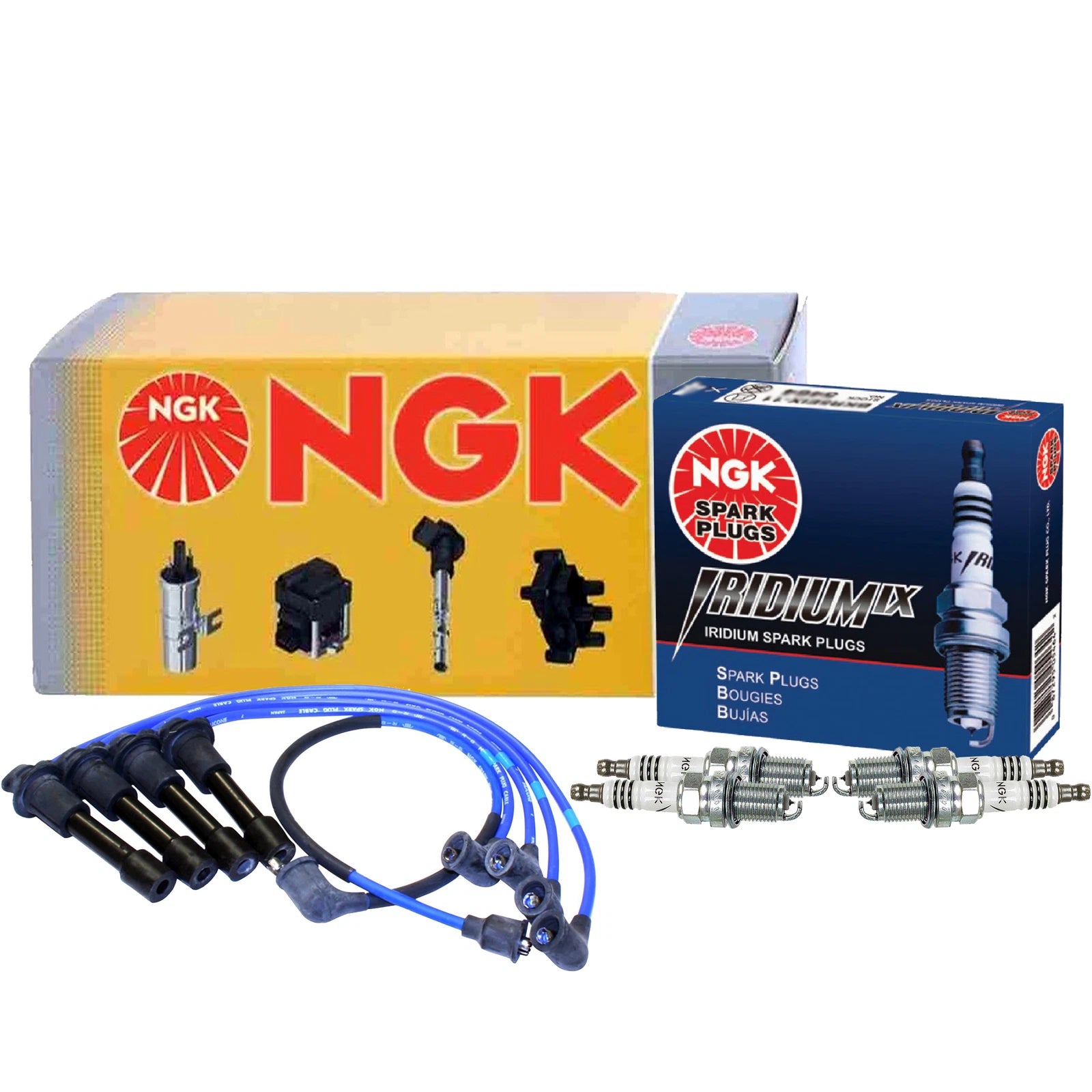 Set of 4 NGK Iridium IX Spark Plugs for Ford Escort, Mazda Protege, Tracer (1990–2002)