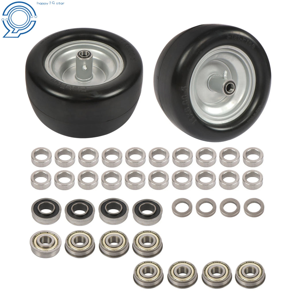 Set of 2 Flat Free Tire and Wheel Assembly for Riding Lawn Mower