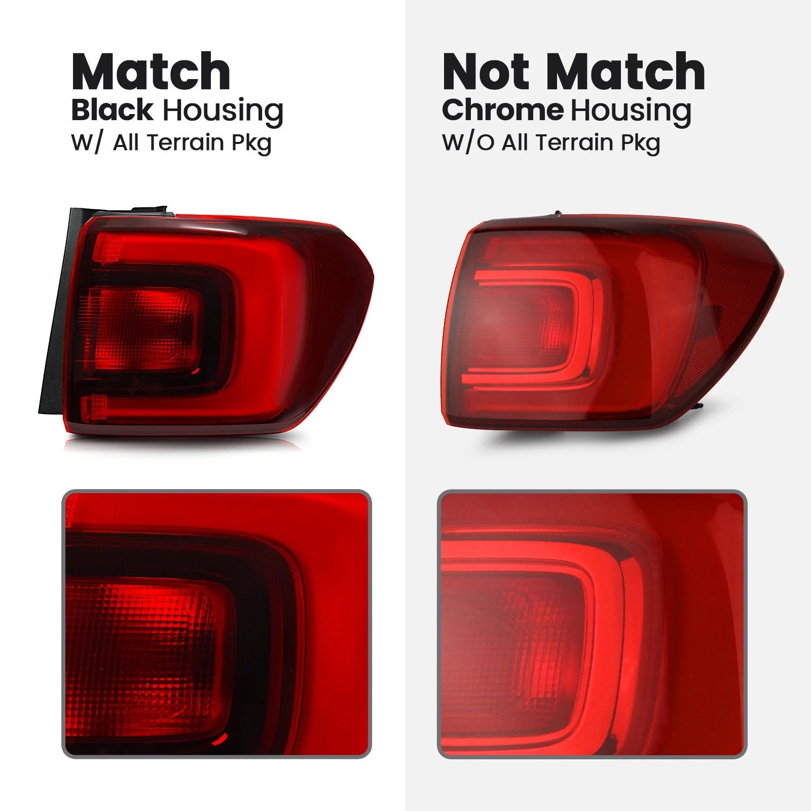 LED Tail Light for GMC Acadia SLE (2017–2019) Passenger Side w/ Bulb