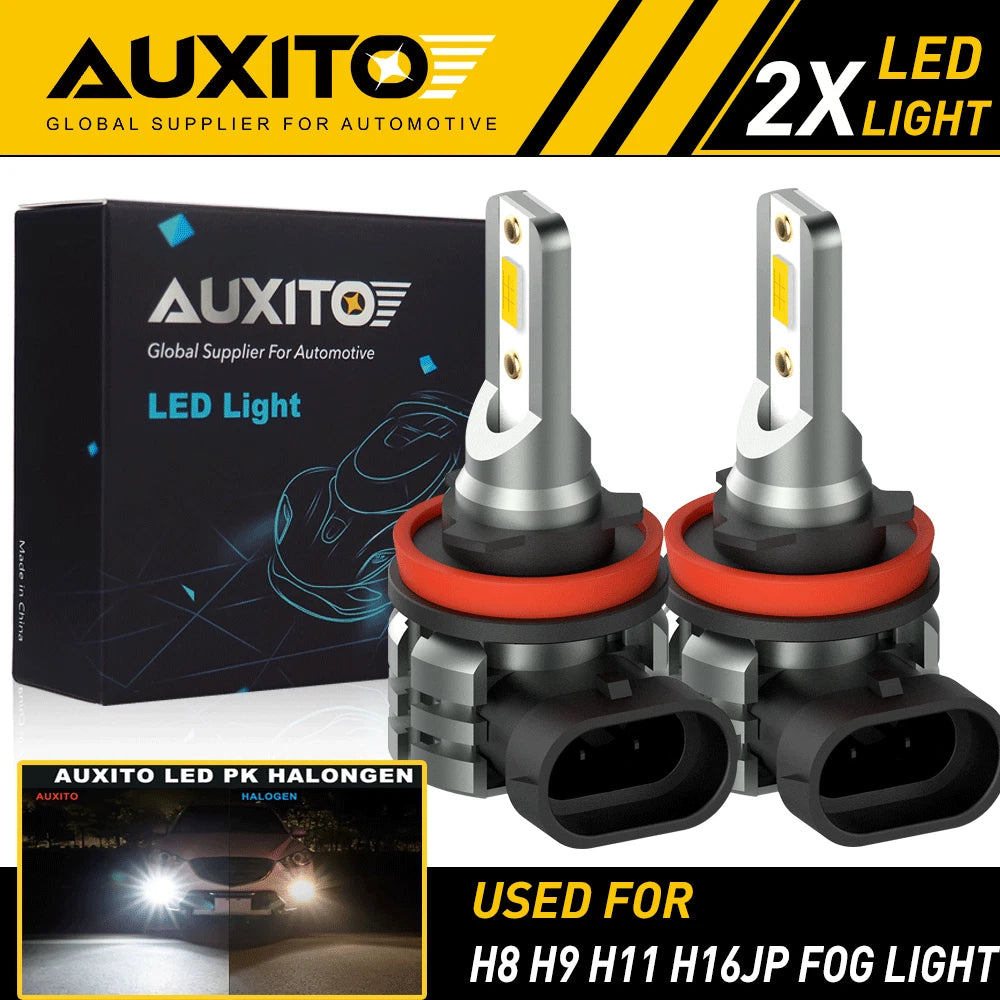 2X AUXITO H11 H16 H8 LED Fog Driving Light Bulbs 6000K L3 EXV