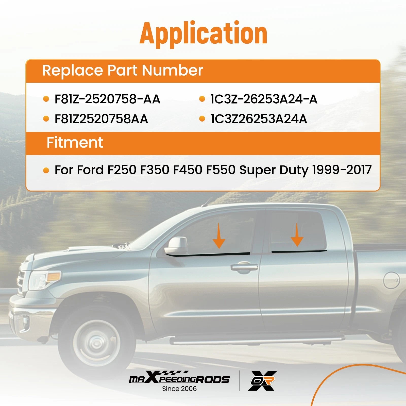 Set of 4 Lower Door Weather Strip Seal for Ford F250/F450/F550 (1999–2017) F81Z2520758AA