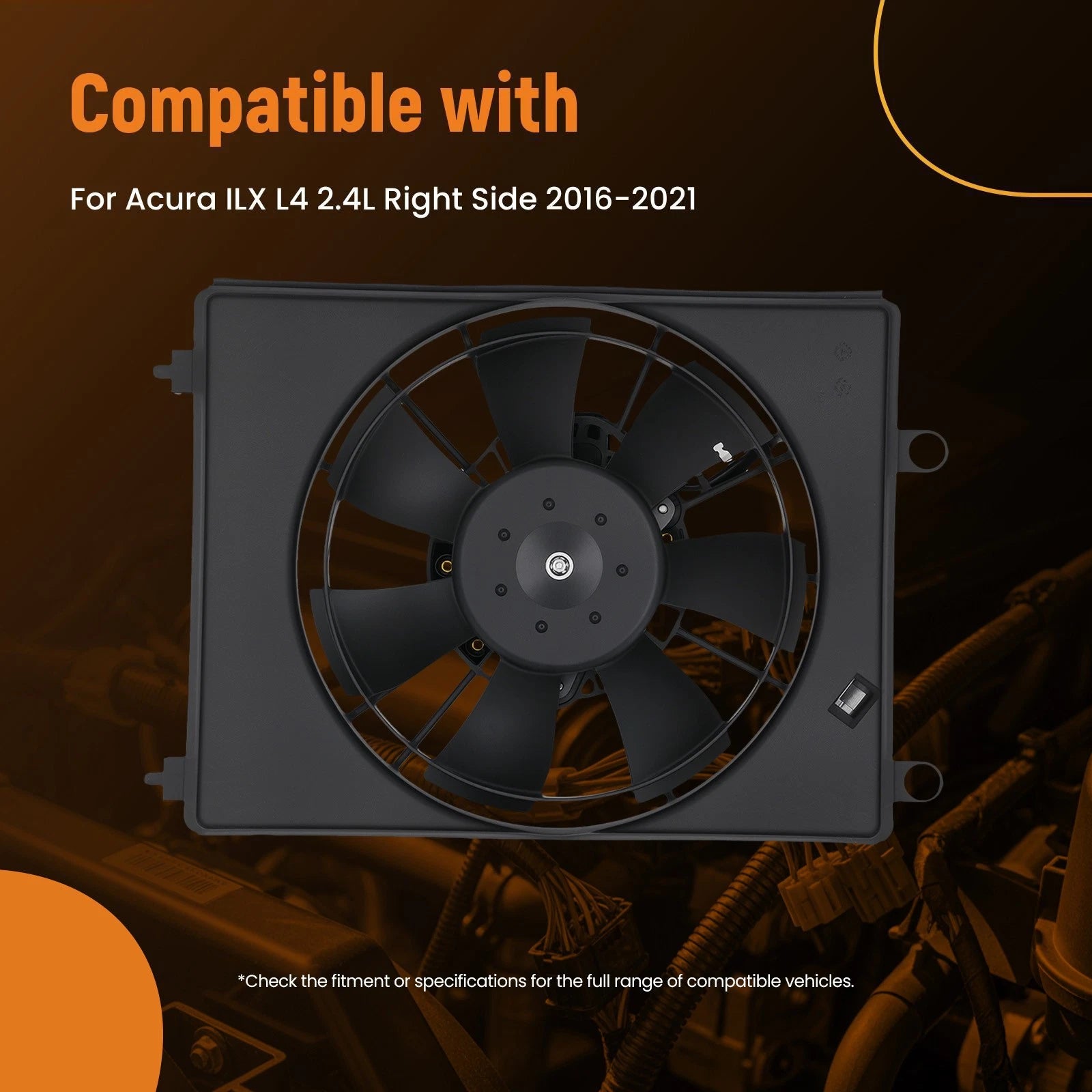 Radiator Fan Assembly Right for Acura ILX 2.4L (2016–2021)