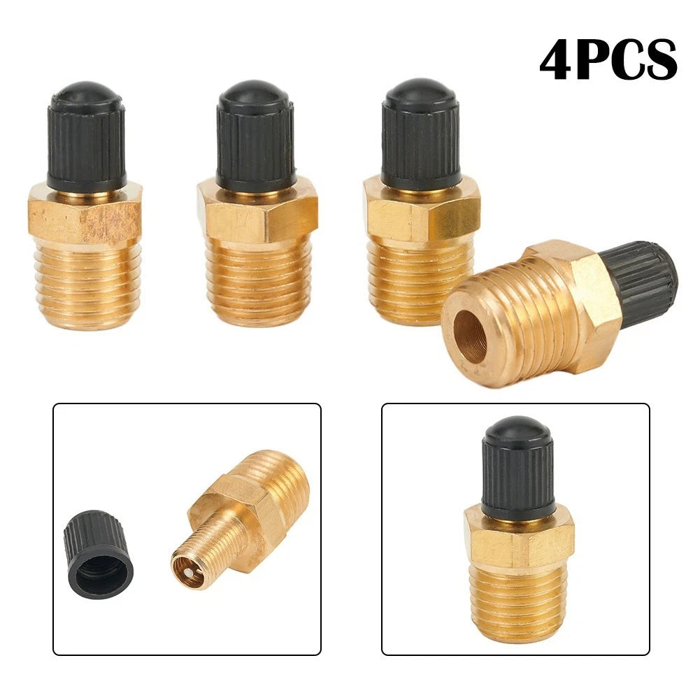 Set of 4 Solid Brass Air Compressor Tank Fill Valves 1/4 NPT MPT