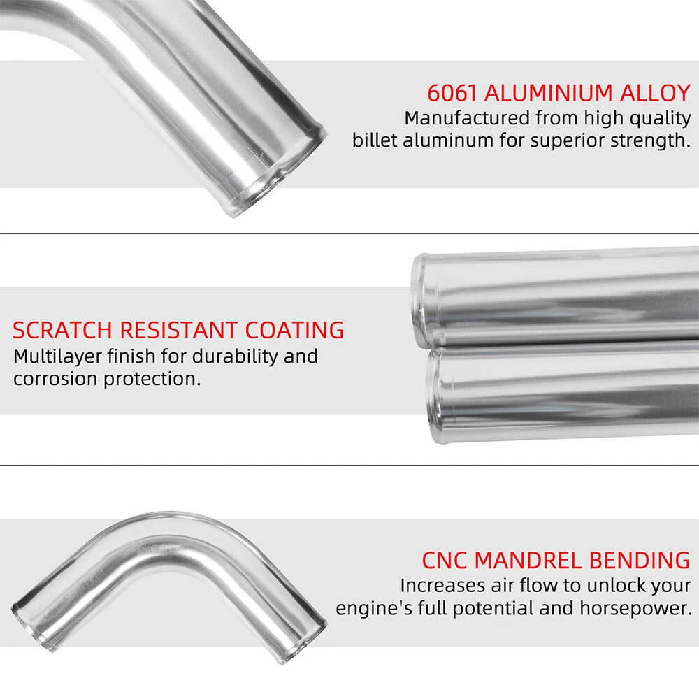 2.5" Universal Aluminum Turbo Intercooler Elbow Pipe Kit with Hose & Clamp