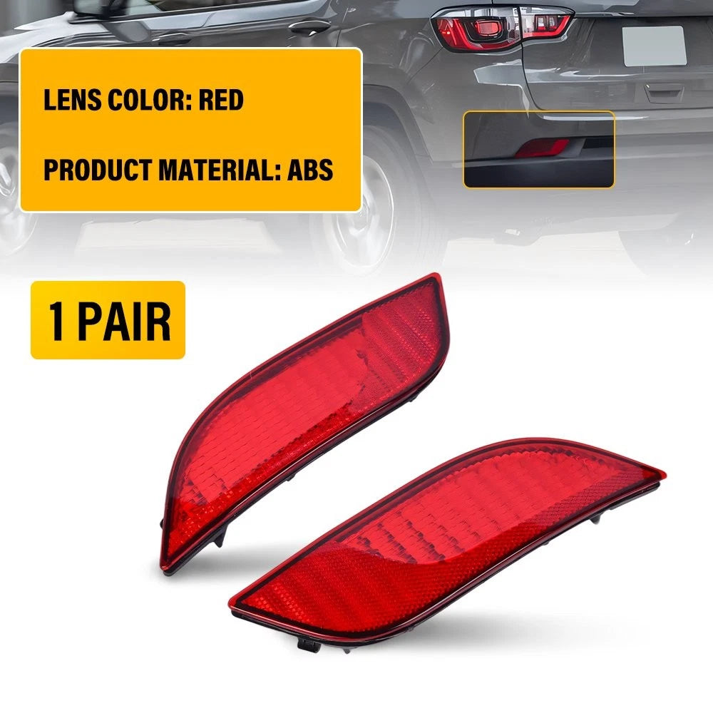 Set of 2 Red Rear Bumper Reflector Lights for Jeep Compass (2017–2023) CH1185106 V
