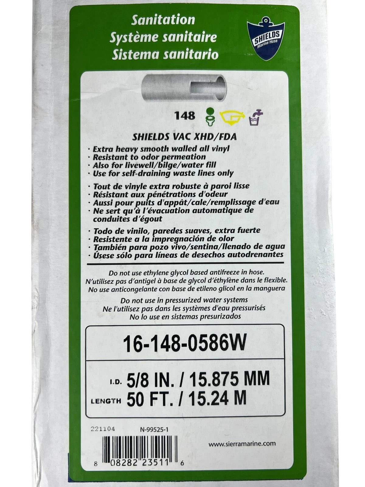 Shields Hose 16-148-0586W for VAC XHD 148 Sanitation Series (45FT)