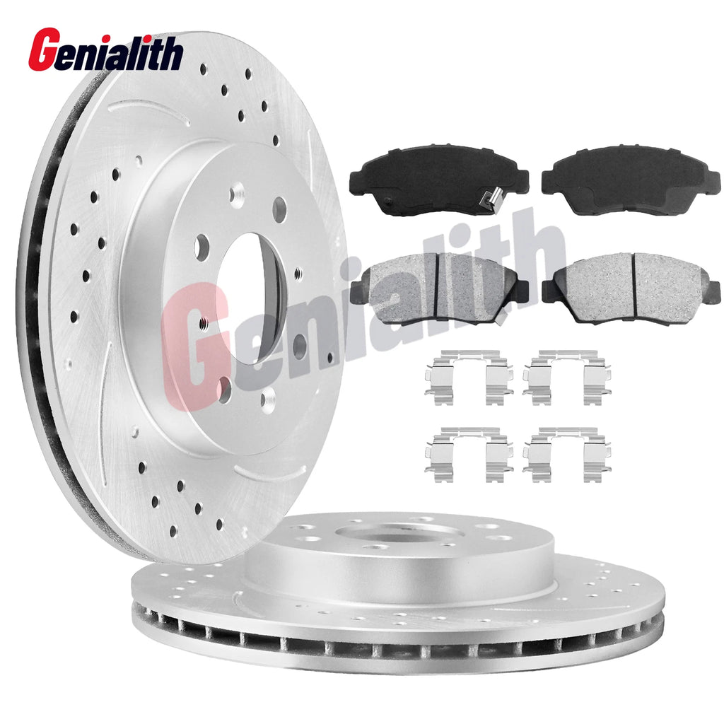 Front Drilled Rotors & Brake Pads for Nissan Versa Note (2012–2019)
