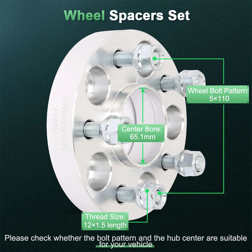 Set of 4 Wheel Spacers 1" 25mm 5x110 for Chevrolet HHR Malibu Cobalt (2006–2011)