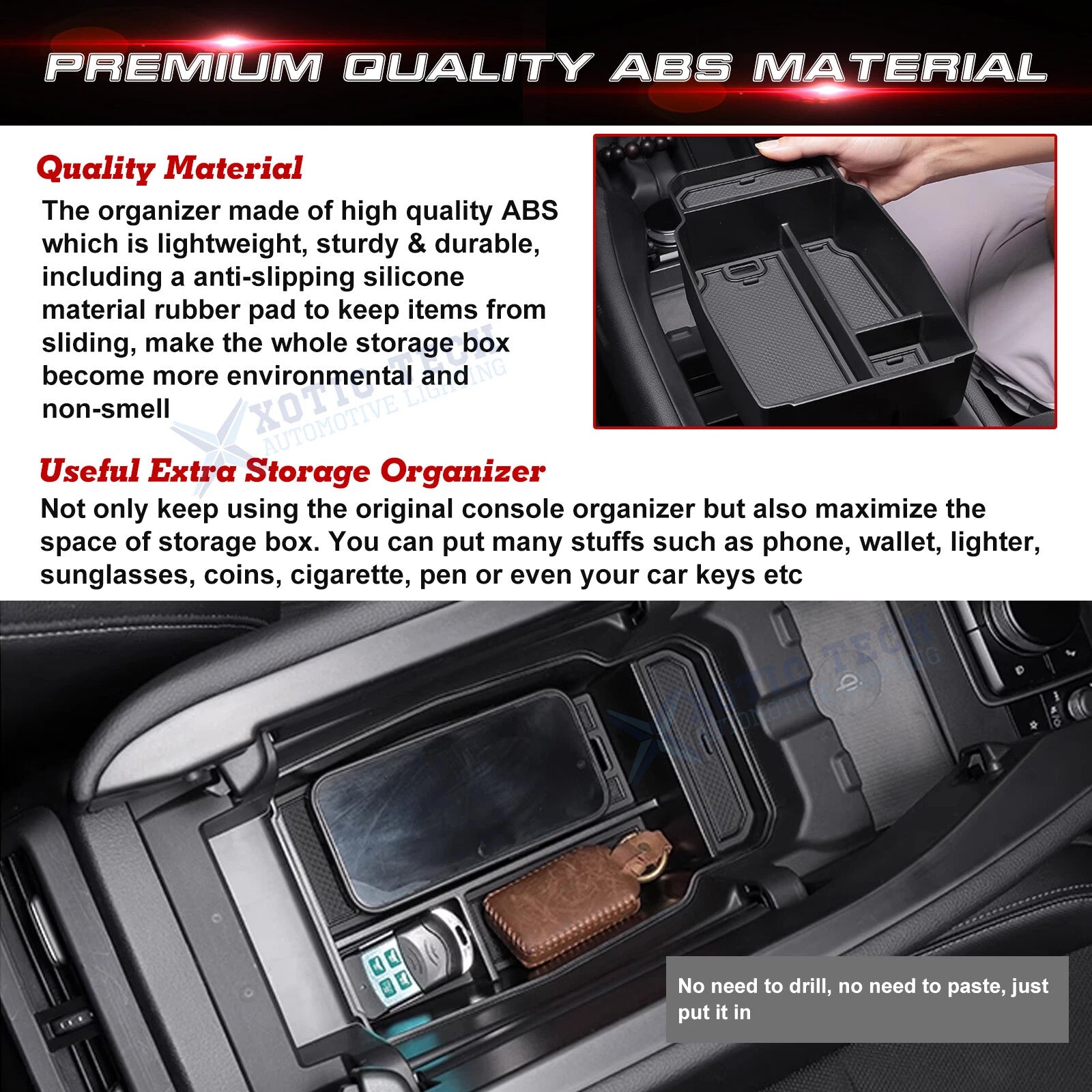 Center Console Organizer Tray for 2023-2026 Mazda CX-50 Black