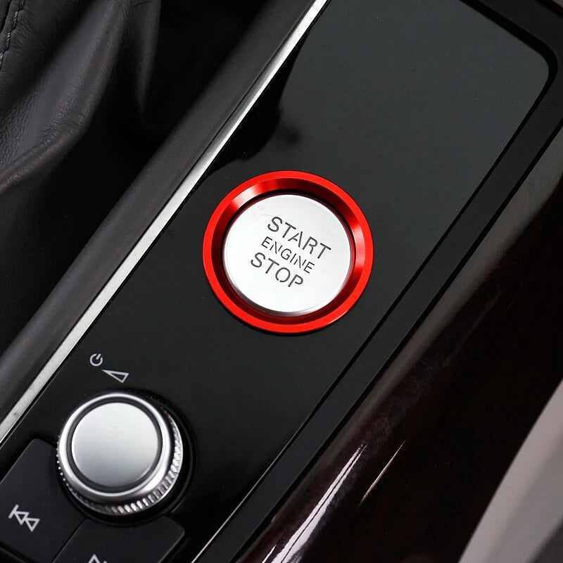 Red Alloy Engine Start Button Surround Ring Cover Trims for Audi A4 S4 (2013-2019)