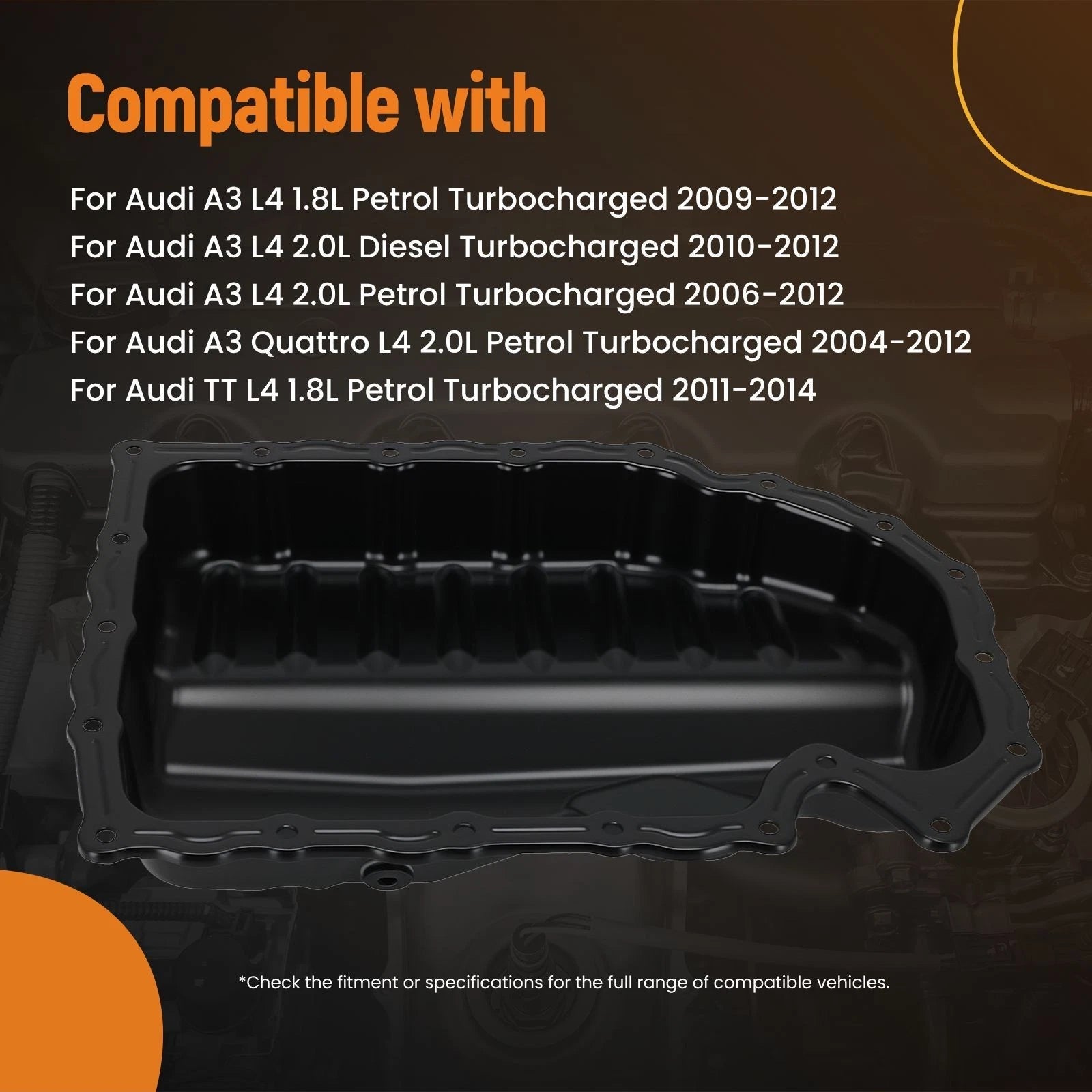 Engine Oil Pan for Audi A3 Quattro L4 2.0L Turbocharged (2004–2012) 06J103600H