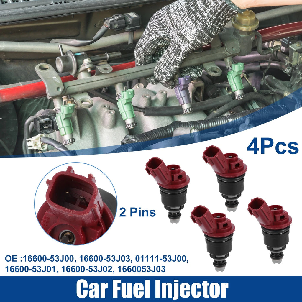 Set of 4 Fuel Injector Nozzles for Nissan 240SX 2.4L L4 (1991–1998) 16600-53J00