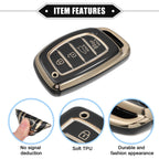 Set of 4 Key Fob Covers for Hyundai Elantra Sonata (TPU, Black)