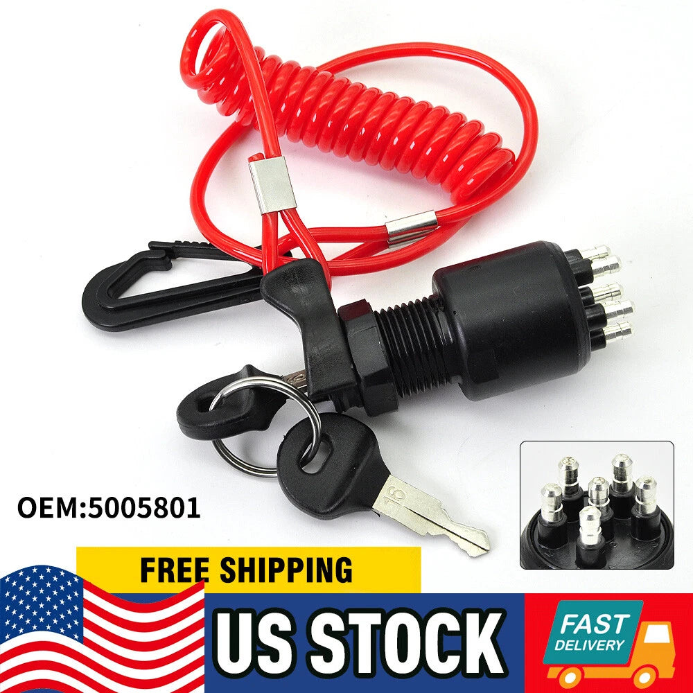 Replacement Key Switch w/Lanyard for Johnson Evinrude (5005801)