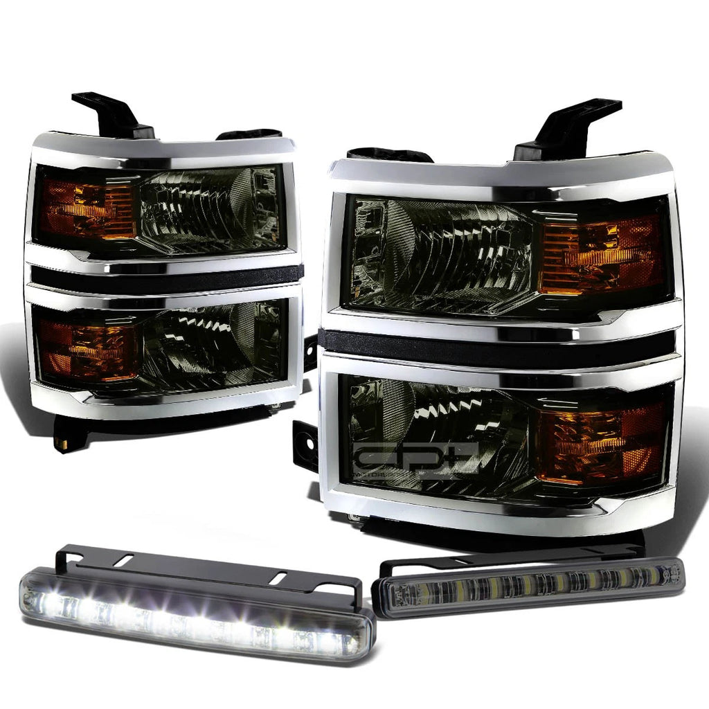 Smoked Headlight + Amber Corner Signal Lamp + LED Fog Light Set for Silverado (2014–2015)