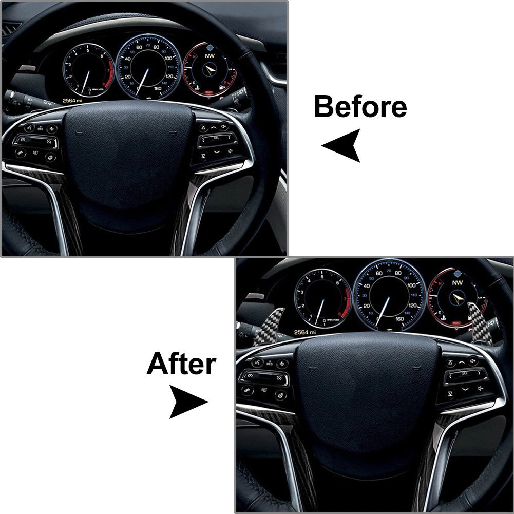 2X Steering Wheel Shift Paddle Extension for Cadillac XTS (2013–2019) Carbon Fiber Black