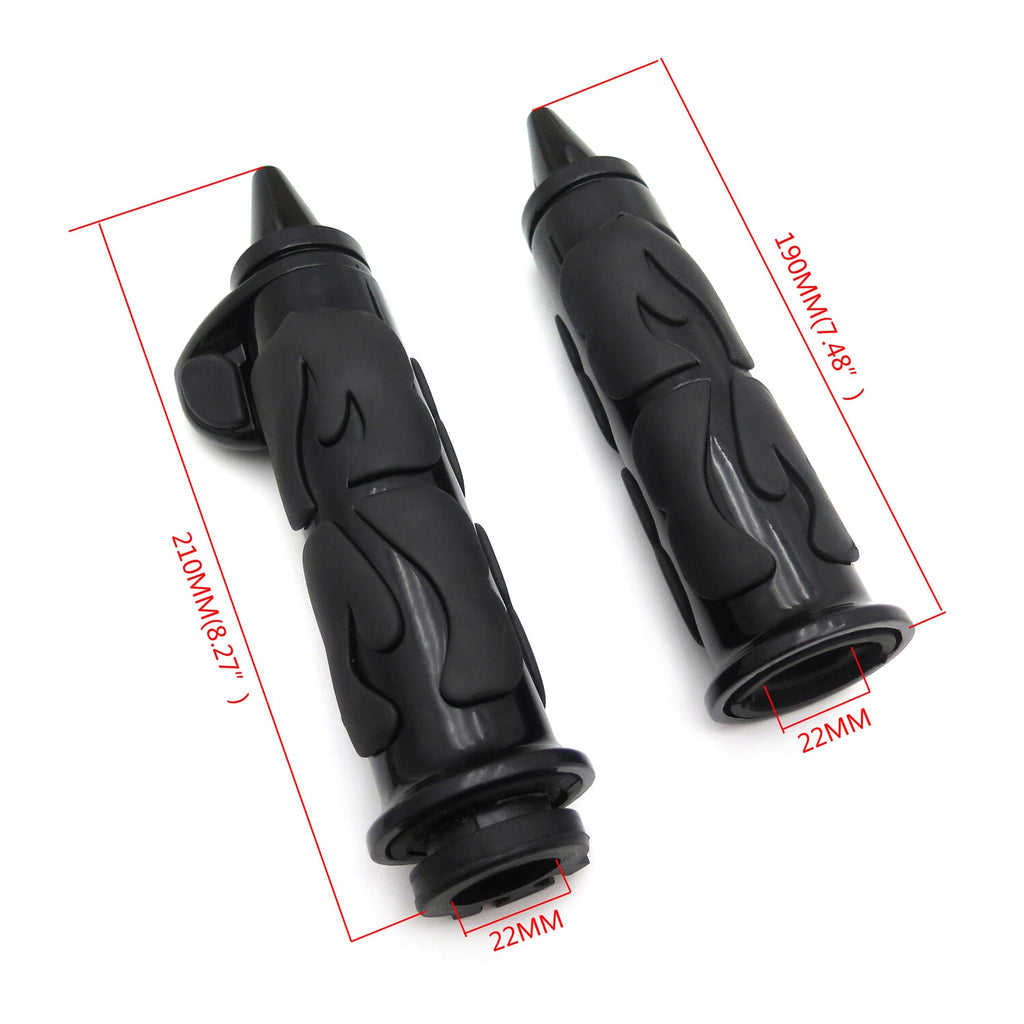 Black Flame Spike Handle Bar Grip 22mm for Honda Suzuki Kawasaki (Y)