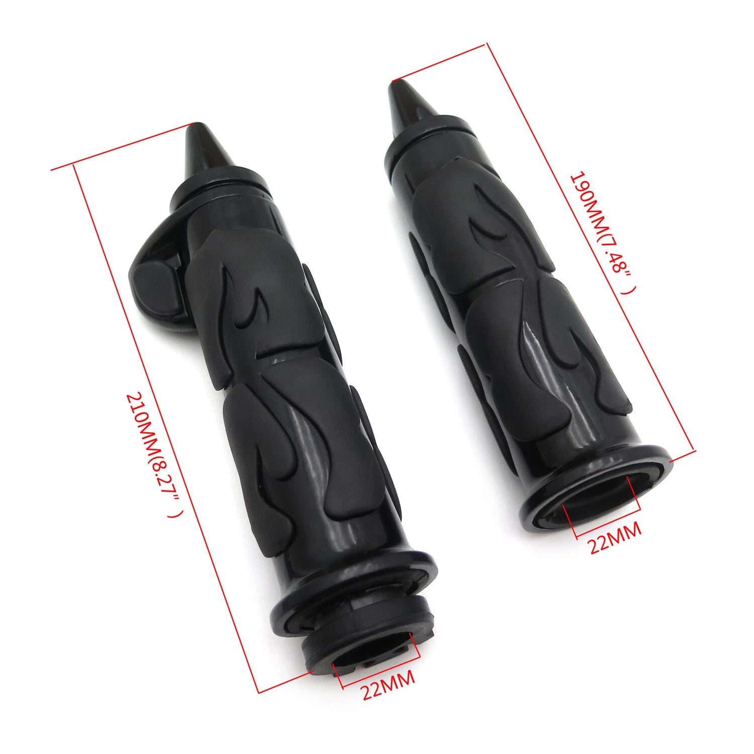 Black Flame Spike Handle Bar Grip 22mm for Honda Suzuki Kawasaki (Y)