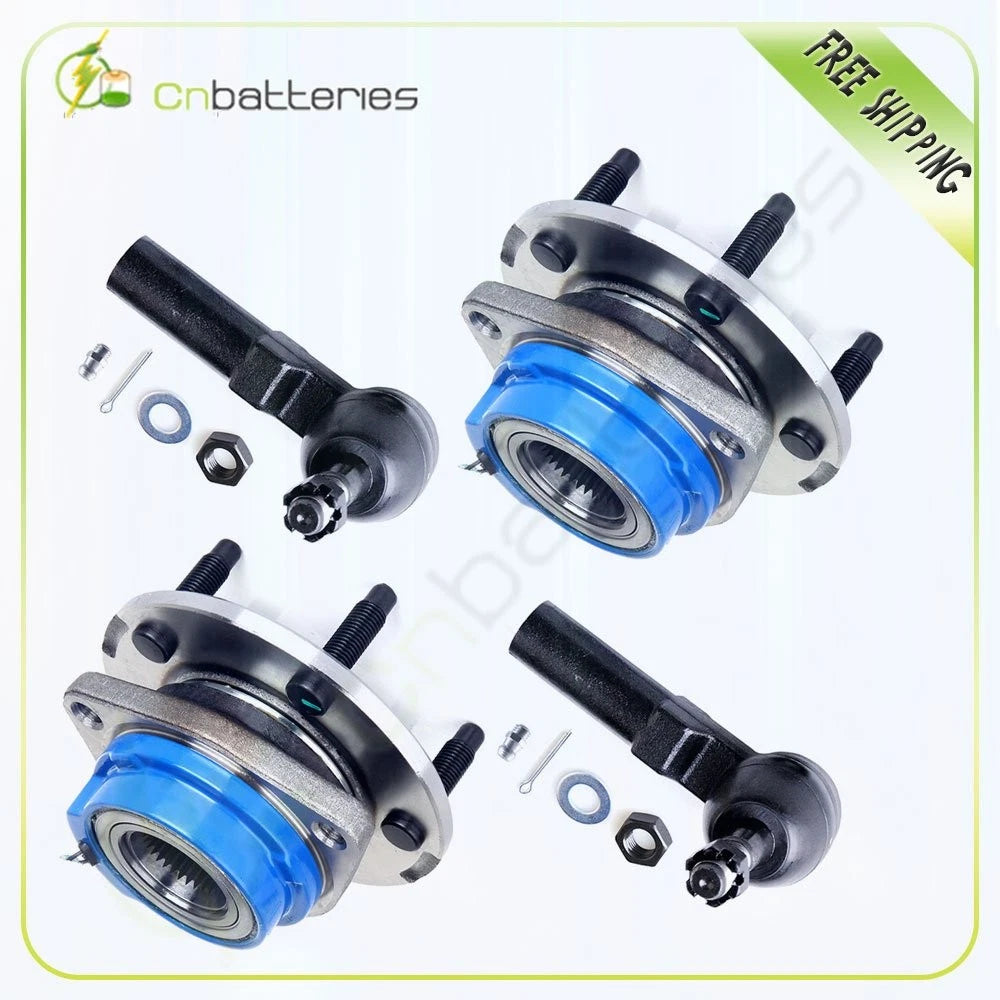 2 Front Wheel Hub Bearing Assembly w/ ABS + 2 Outer Tie Rod Kit for Pontiac