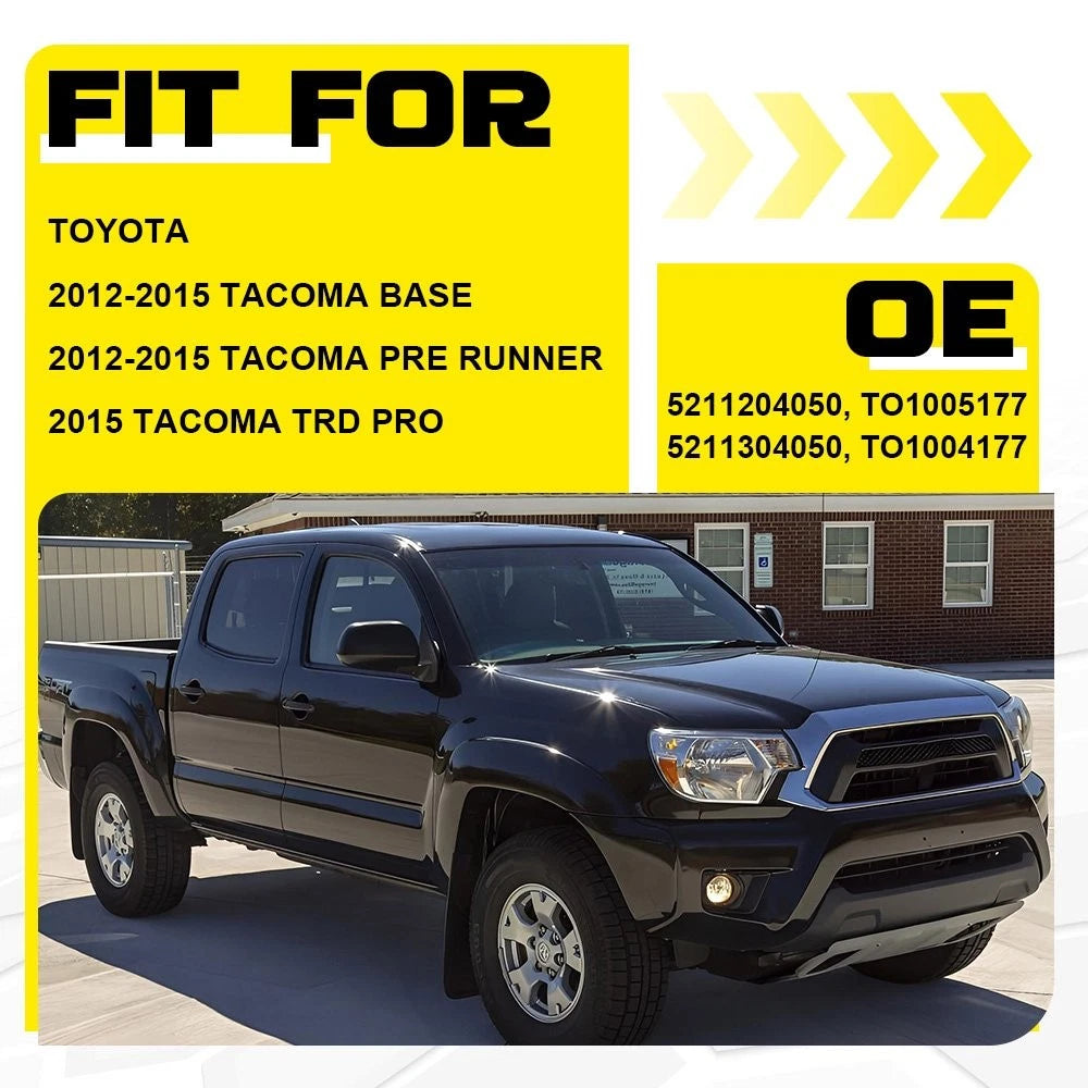 Set of 2 Black Bumper End Caps for Toyota Tacoma (2012–2015)