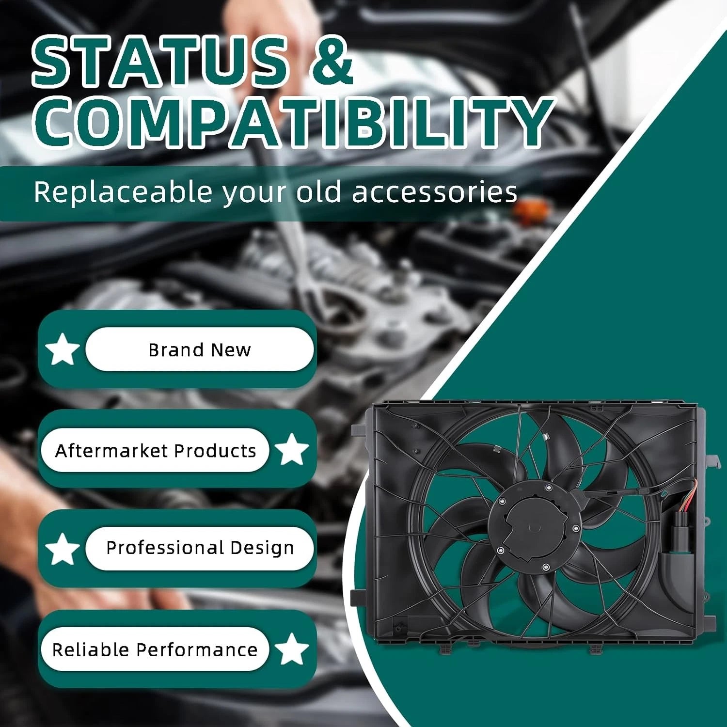 Radiator Cooling Fan for Mercedes-Benz C250 C300 C350 C63 AMG GLK350 (2010–2014)