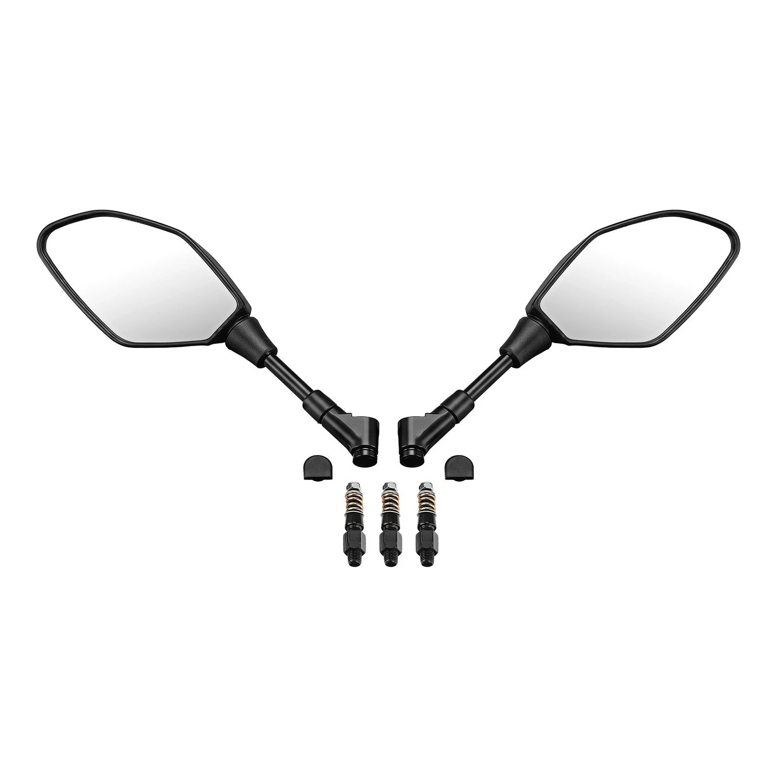 Set of 2 Black 10mm Universal Motorcycle Rearview Side Mirrors for Honda Kawasaki