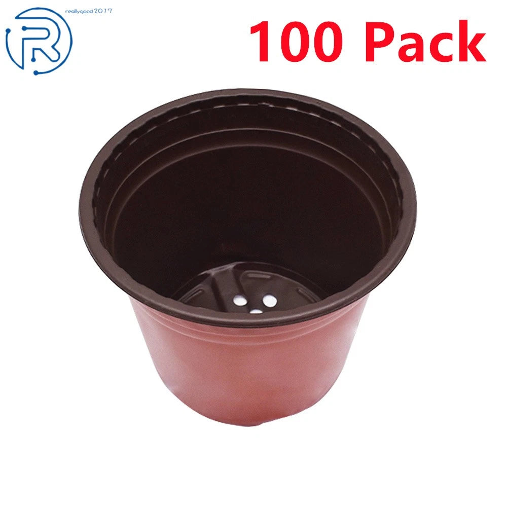 Set of 100 Plastic Seedling Pots for Plant Growth