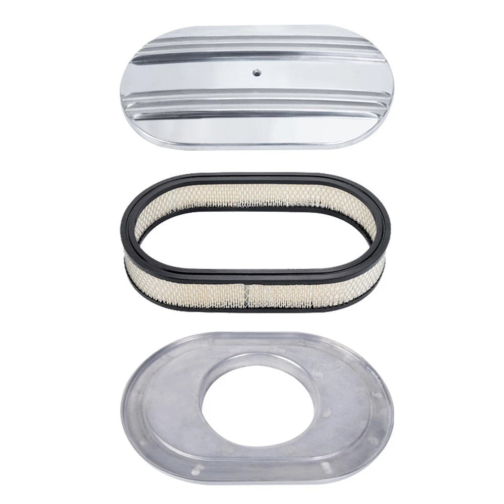 12" Half Finned Air Cleaner Set for 4-Barrel Carburetor (5-1/8" Neck)