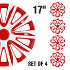 Set of 4 Wheel Hub Caps for 17" Rims - Red & White