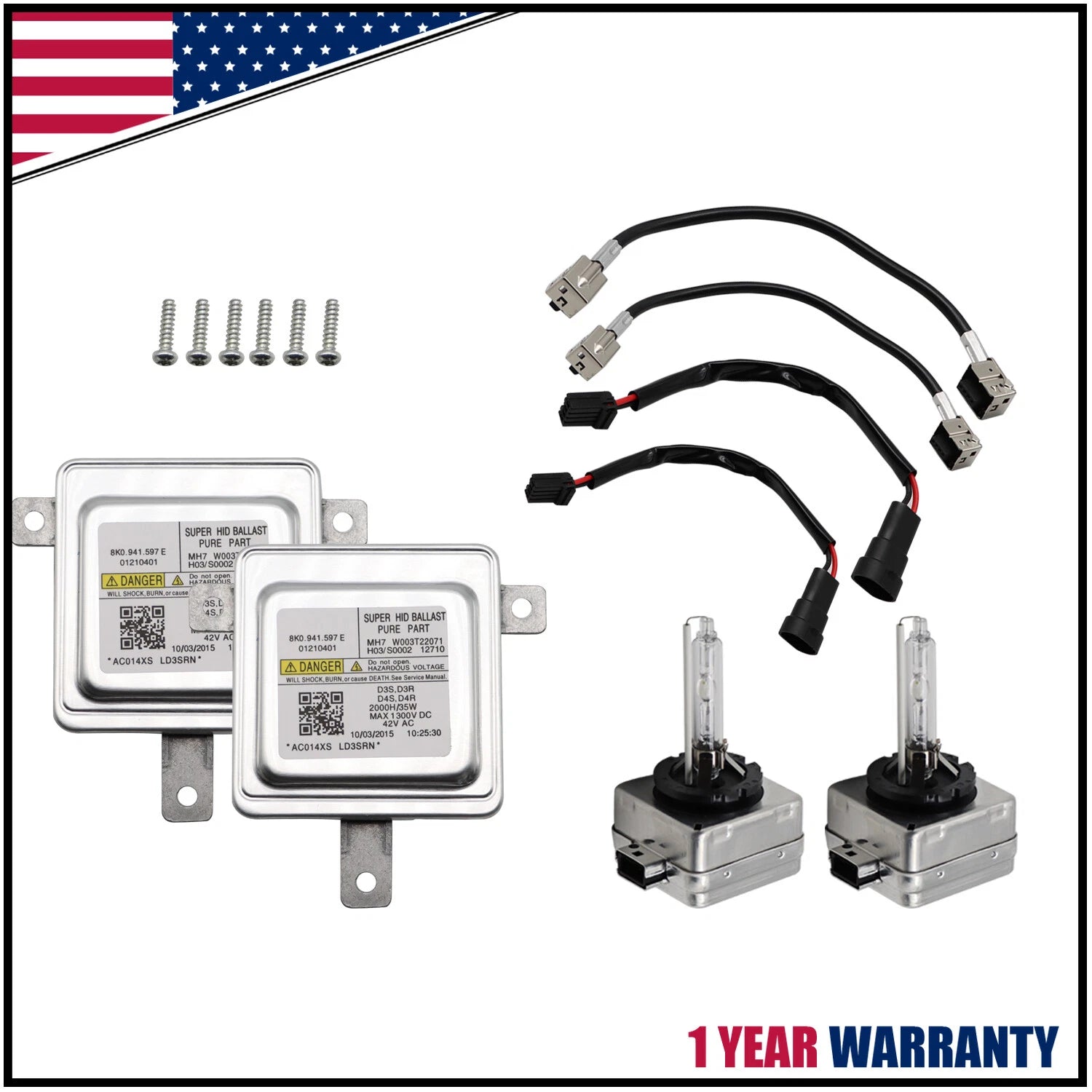 2 HID Xenon Ballast & Bulb D3S for Audi A3 A4 A5 VW (2010–2016)