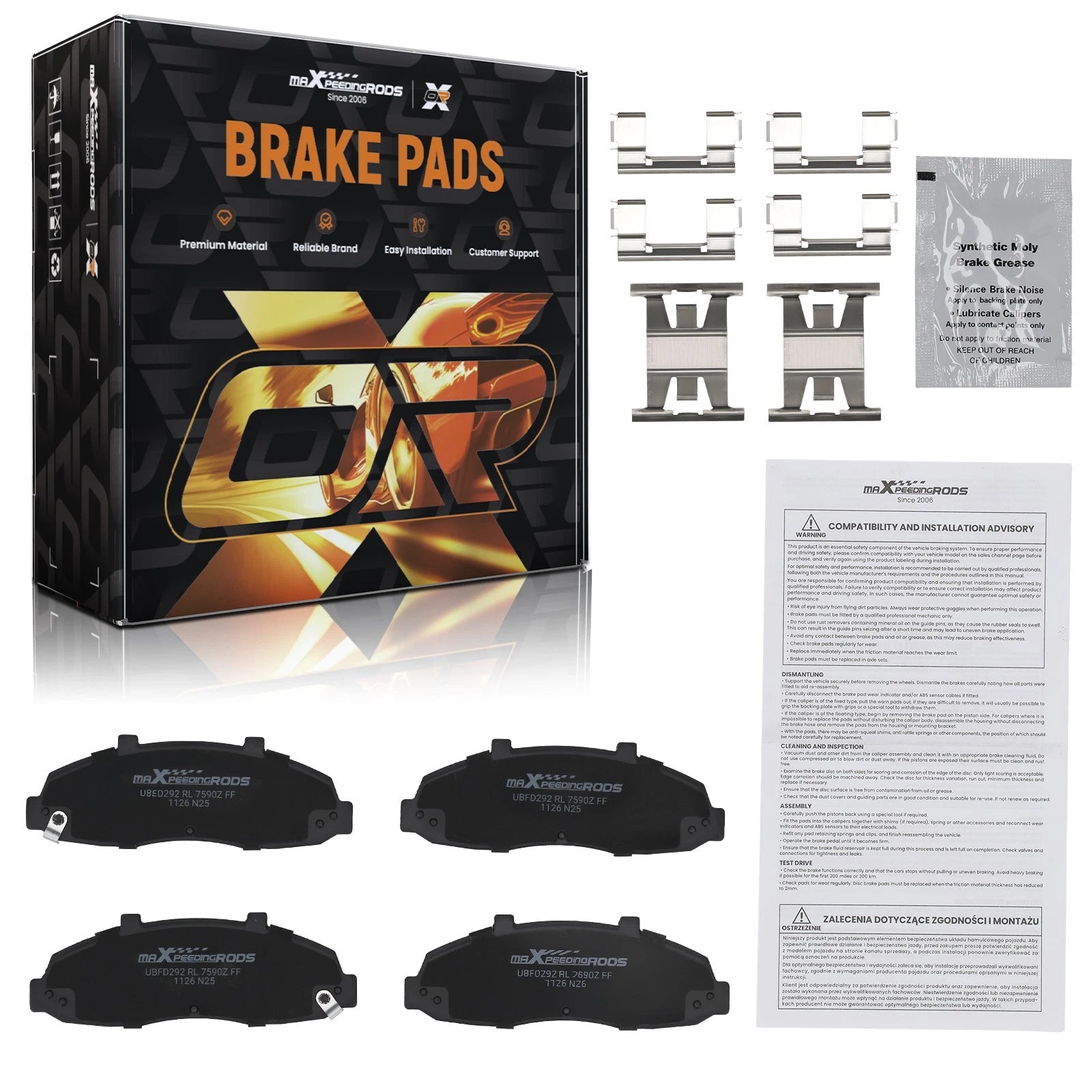 Front Ceramic Brake Pads Set for Ford F-150 (1997–2004)