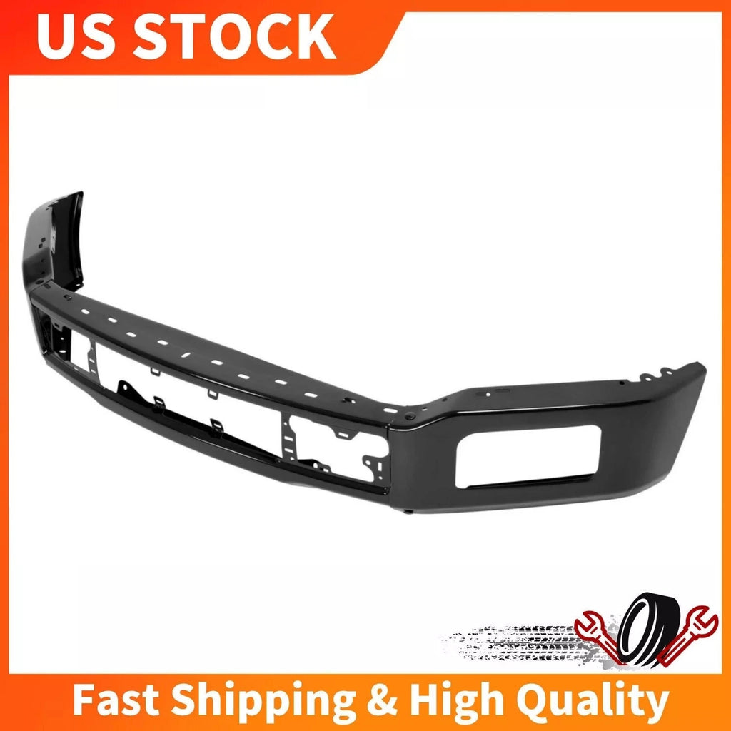 Steel Front Bumper Face Bar for Ford F-150 (2018–2020) - Black, Fog Holes