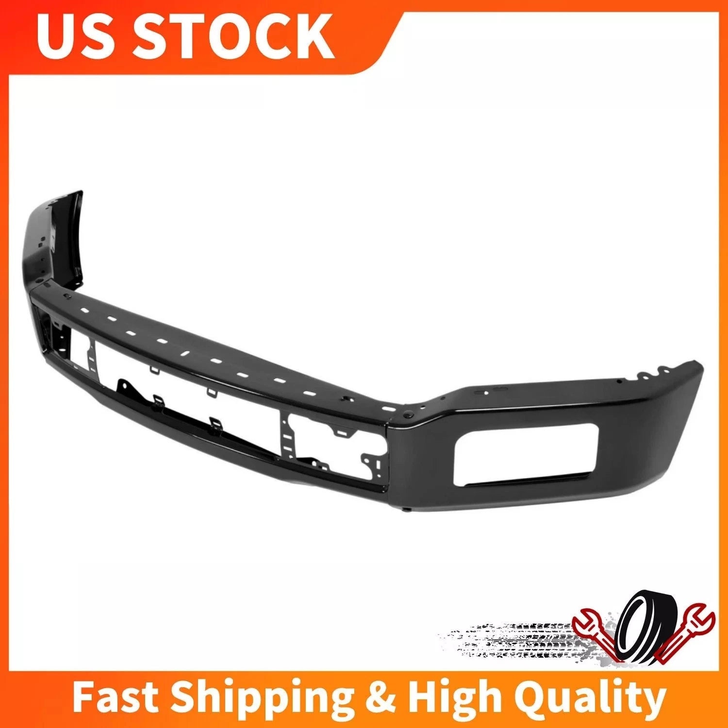 Steel Front Bumper Face Bar for Ford F-150 (2018–2020) - Black, Fog Holes