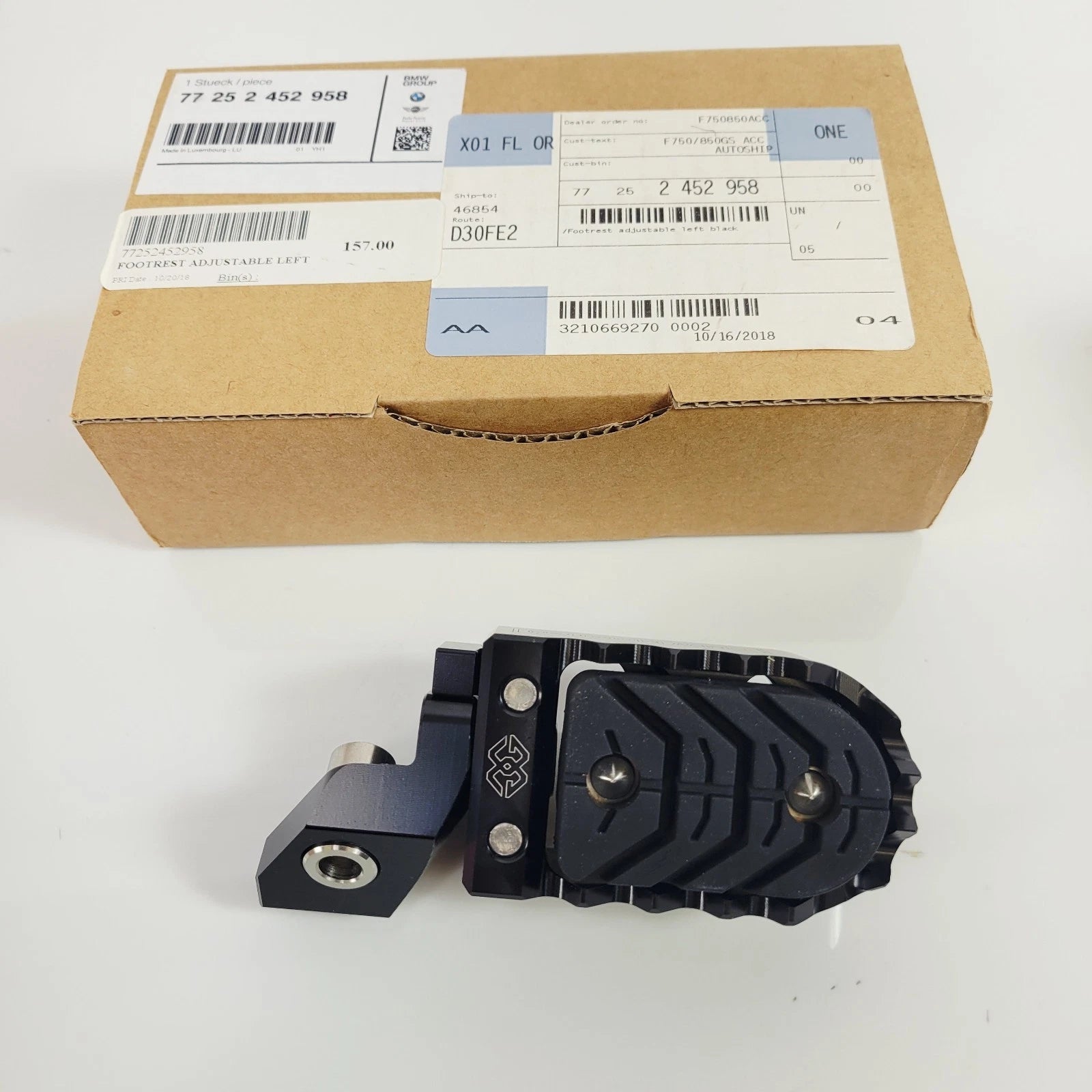 Adjustable Footrest for BMW GS F750 F850 (2018–2023) Left Black 77 25 2 452 958