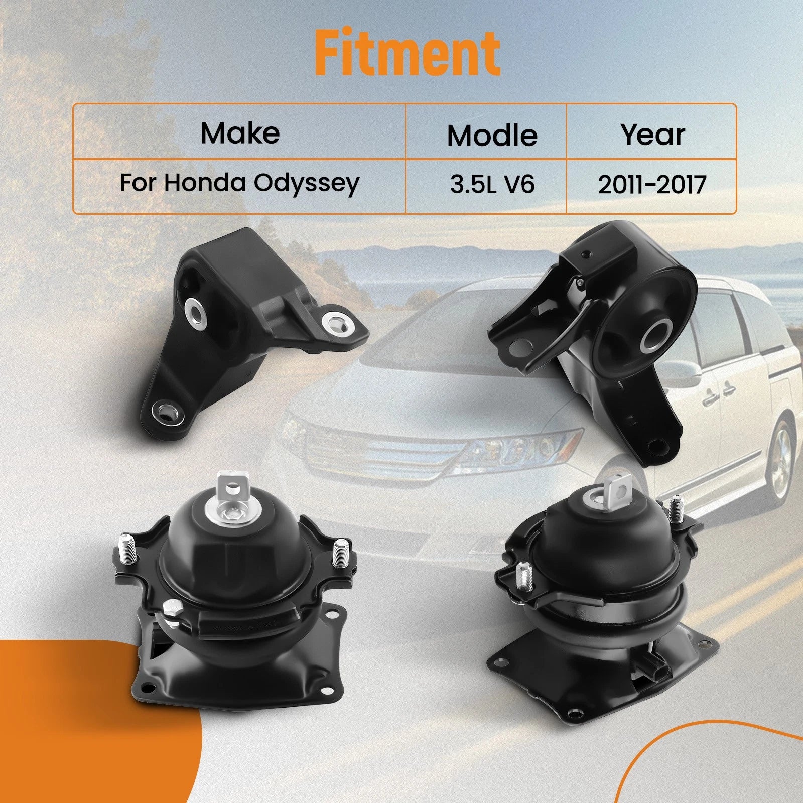 4X Engine & Trans Mount for Honda Odyssey 3.5L (2011–2017) A4555 A4587