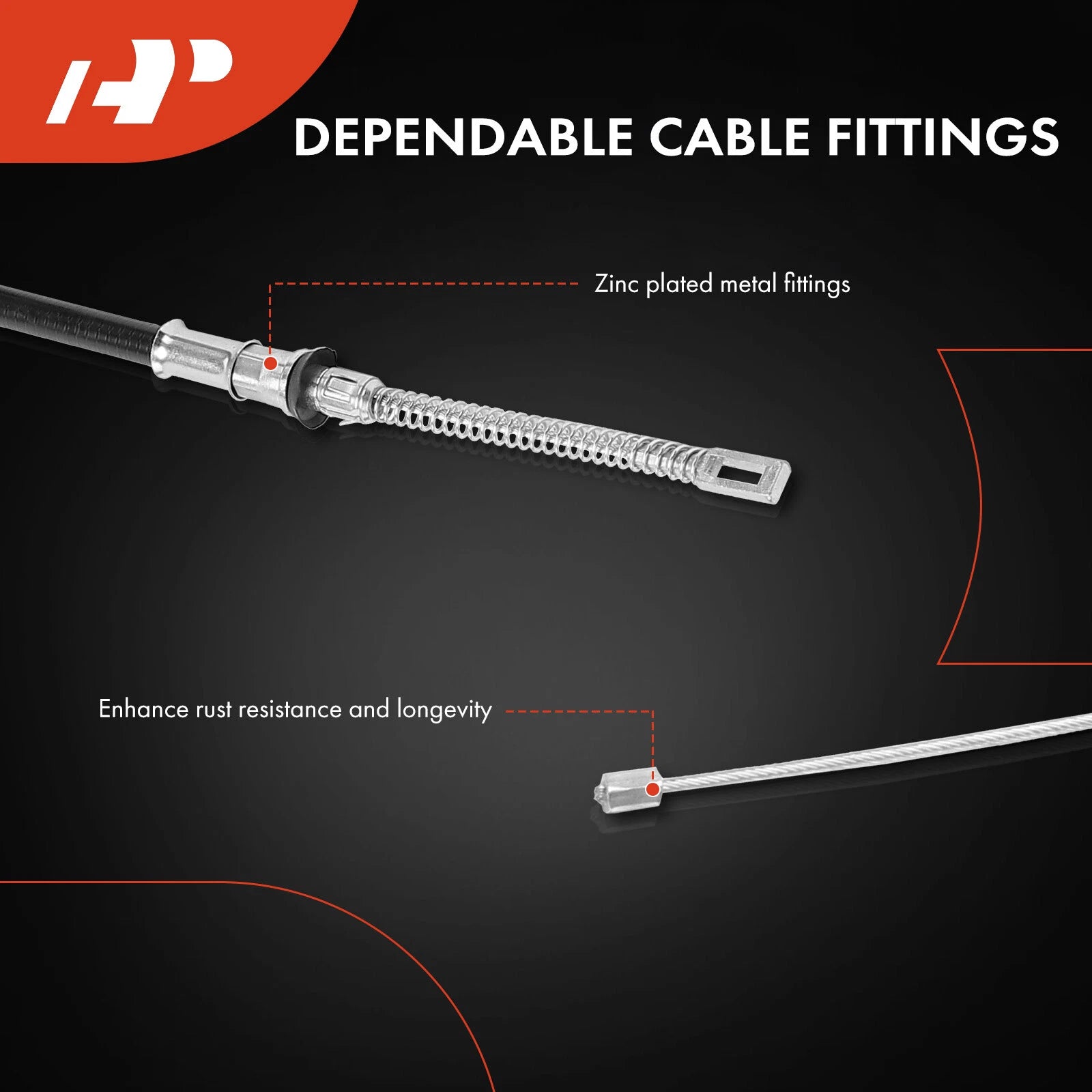 2X Rear Parking Brake Cable for Ford F-150 (2000–2003) Rear Disc